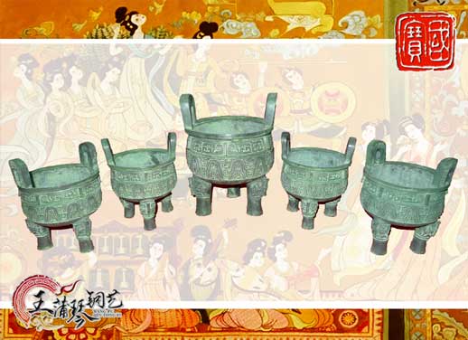 銅鼎，銅五鼎，中國鼎，佛像用鼎